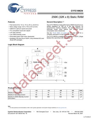 CY7C199CN-25PXC datasheet  
